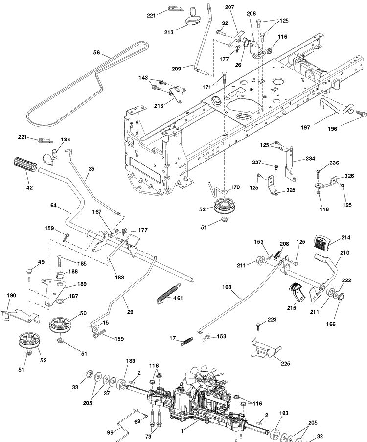 Drive Diagram and Parts List for YTH24K48D (96043029700)(2018-08) Husqvarna Lawn Tractor
