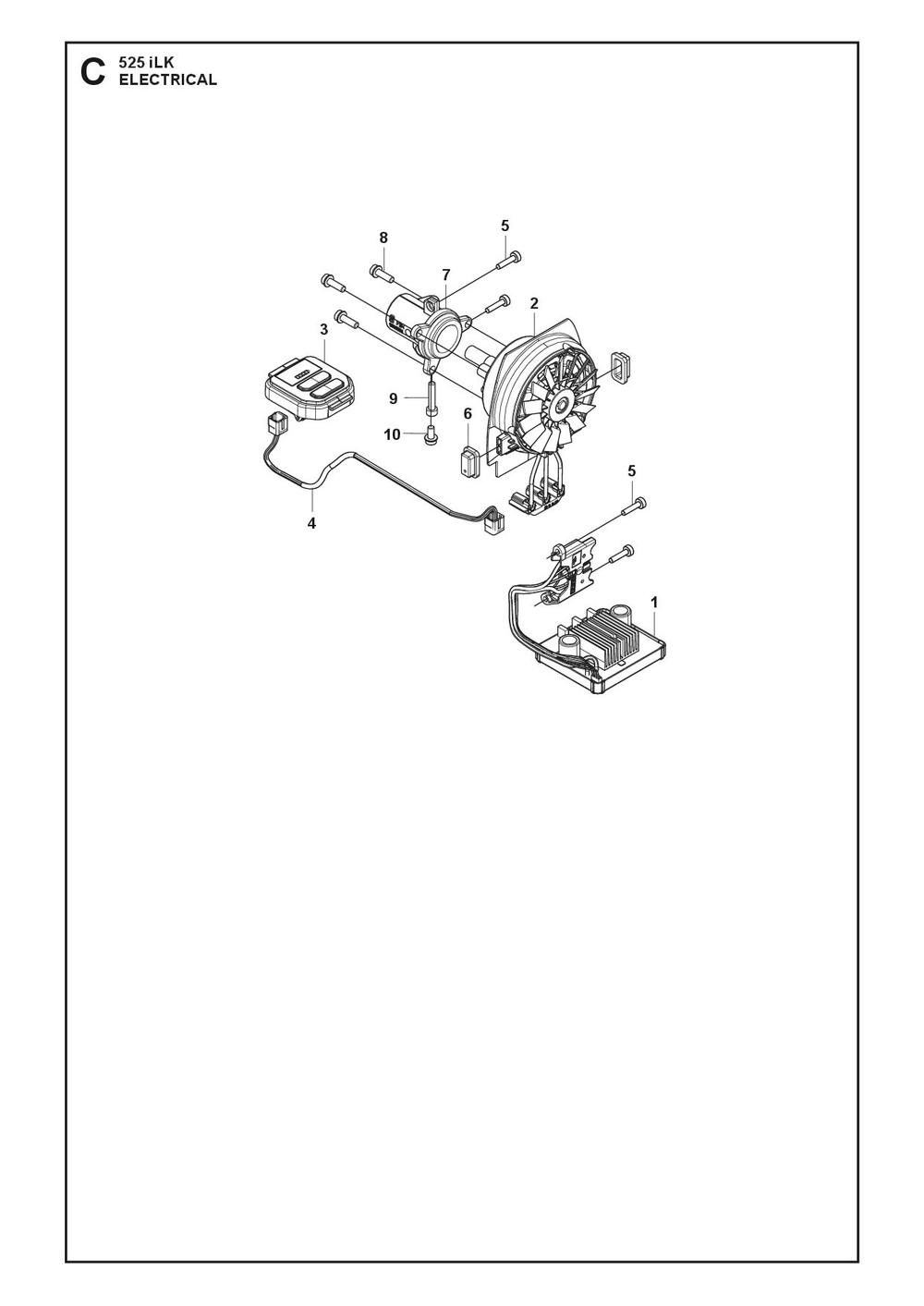Electrical Diagram and Parts List for 525ILK  Husqvarna Trimmer