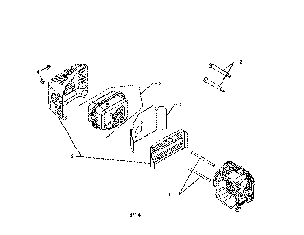 Exhaust Diagram and Parts List for 91738451B  Husqvarna Lawn Mower
