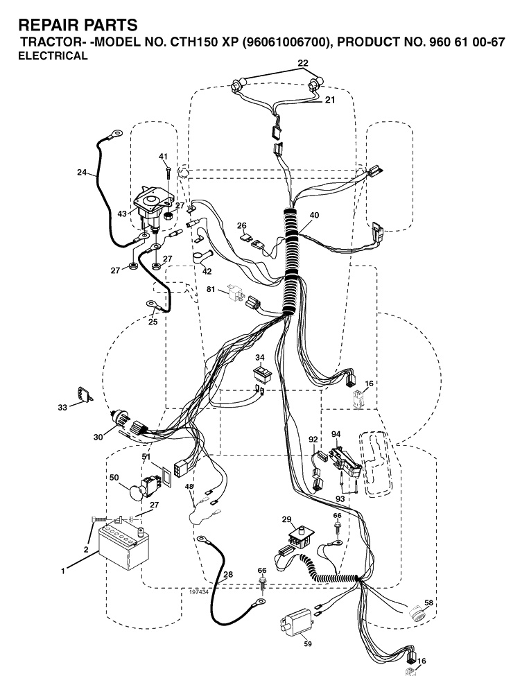 Electrical Diagram and Parts List for CTH150XP (96061006700)(2006-03) Husqvarna Lawn Tractor