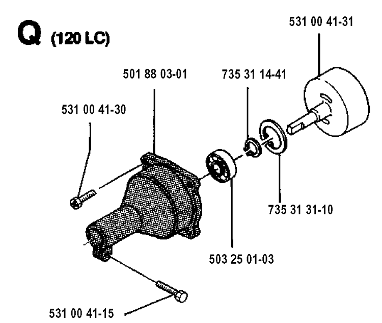 Clutch Cover Diagram and Parts List for 120R  Husqvarna Brush Cutter