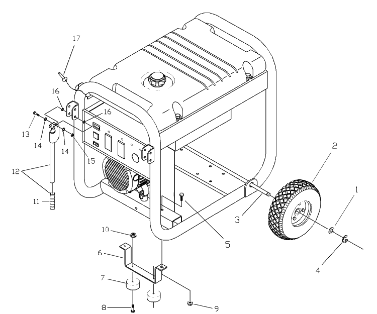 Wheel Kit Diagram and Parts List for 1365GN (1935)(2004-06) Husqvarna Generator