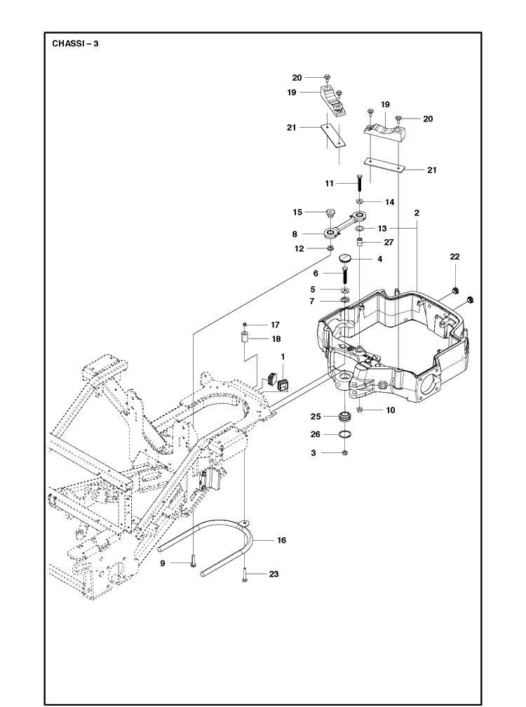 Chassis / Frame 2 Diagram and Parts List for P525D (967602101)(2016) Husqvarna Lawn Mower