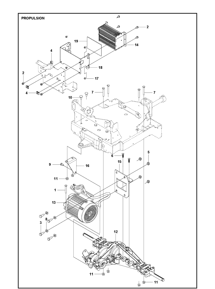 Propulsion Diagram and Parts List for R112IC 967848201 Husqvarna Lawn Mower