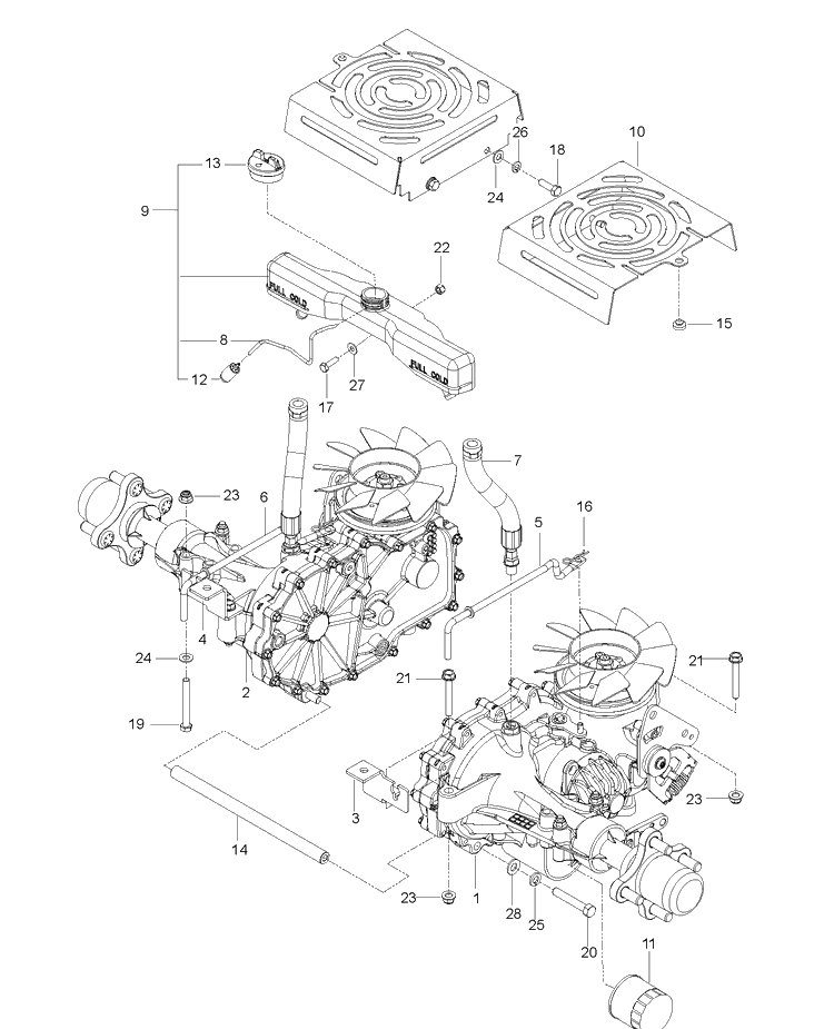 Hydraulic Pump - Motor Diagram and Parts List for MZ48 (96766590100)(2017-02) Husqvarna Lawn Mower