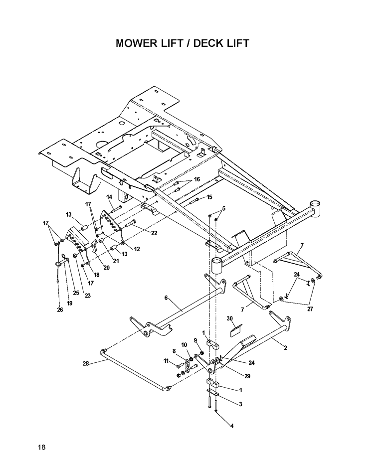 Mower Lift / Deck Lift Diagram and Parts List for EZ4822 (968999696)(2007-07) Husqvarna Lawn Mower