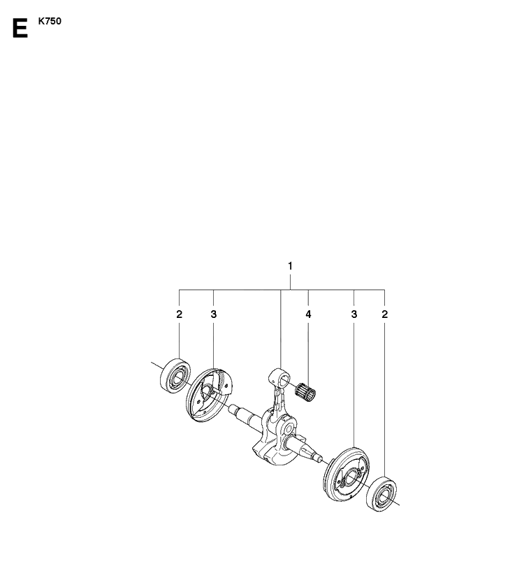 Crankshaft Diagram and Parts List for K750 2009-07 Husqvarna Lawn Tractor Accessories