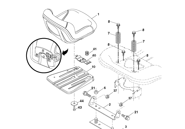 Seat Diagram and Parts List for YTH2042TD (96041005403)(2010-03) Husqvarna Lawn Tractor