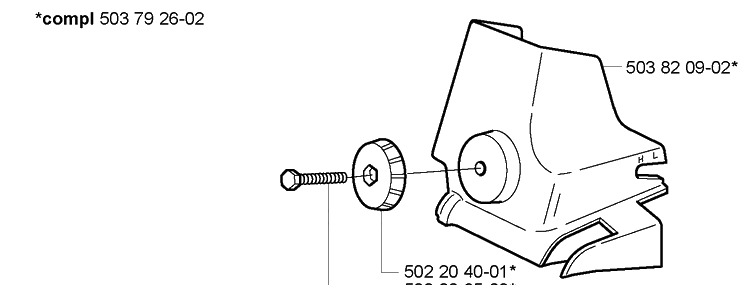 Filter Cover Diagram and Parts List for 338XPT 2005-03 Husqvarna Chainsaw