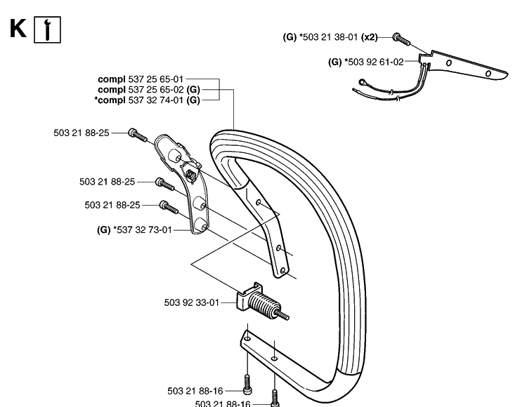 Handle 2 Diagram and Parts List for 359 20060600001-20070900000 Husqvarna Chainsaw
