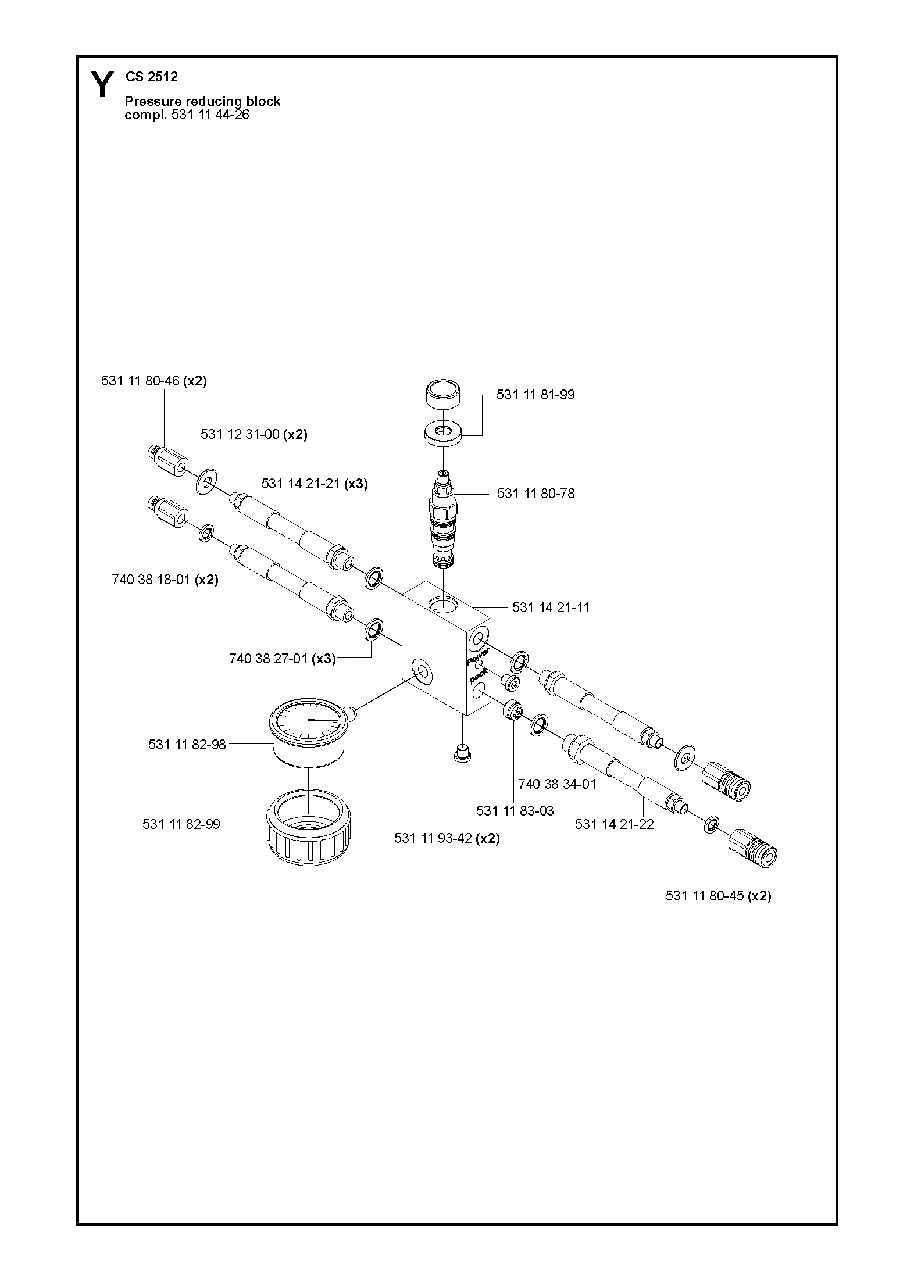 Hydraulic Control Valve Diagram and Parts List for CS2512 (1301 & Above)(2013-04) Husqvarna Circular Saw