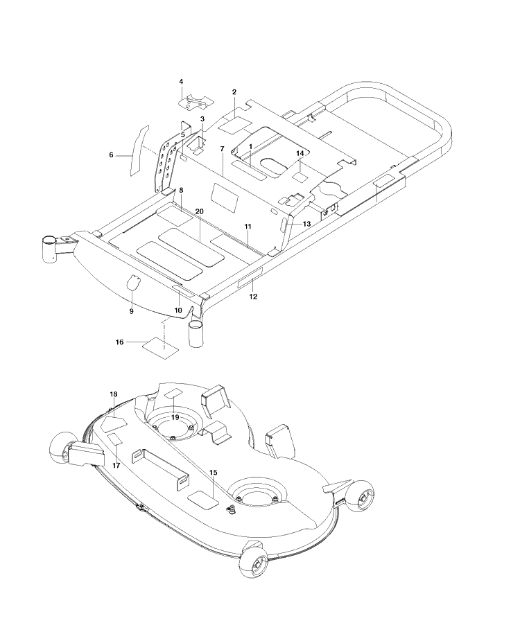 Decals Diagram and Parts List for RZ4621 (96665910100)(2011-09) Husqvarna Lawn Mower
