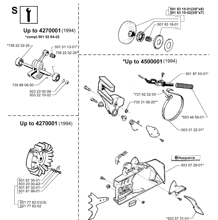 Service Updates Diagram and Parts List for 272XP 19970100001-19994500000 Husqvarna Chainsaw