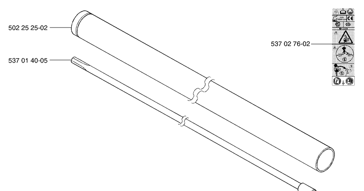 Shaft/Tube Diagram and Parts List for 265RXEPA 2002-08 Husqvarna Brush Cutter