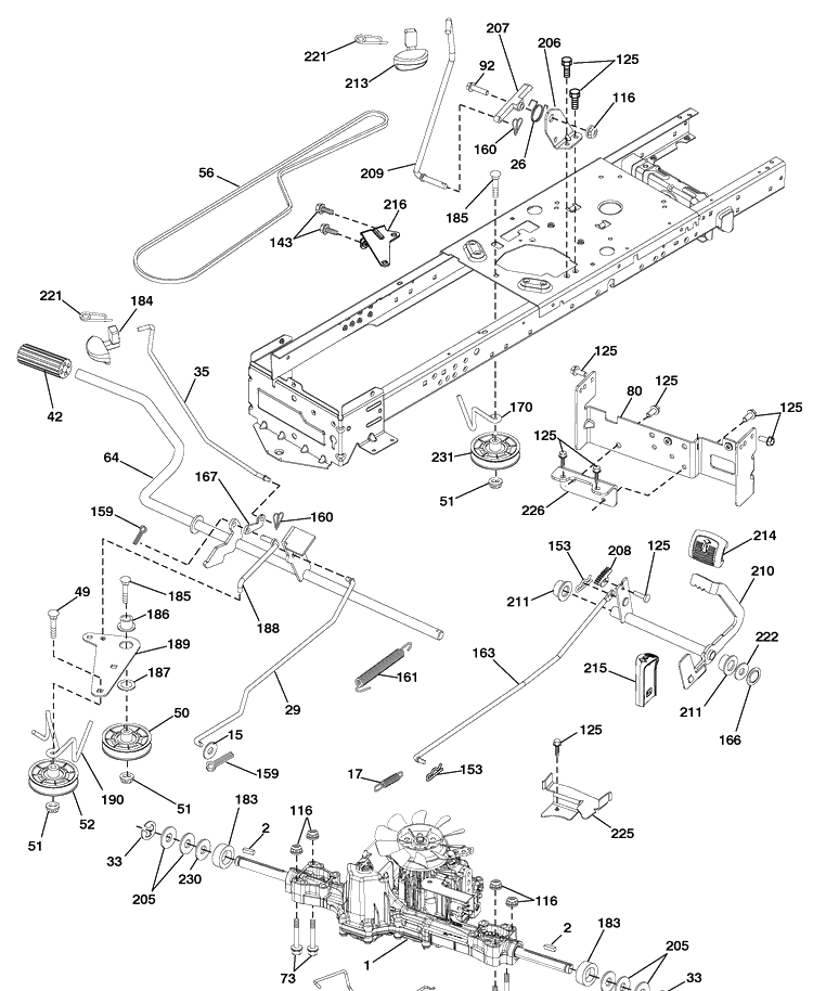 Drive Diagram and Parts List for YTH20K46 (917289541)(2010-01) Husqvarna Lawn Mower