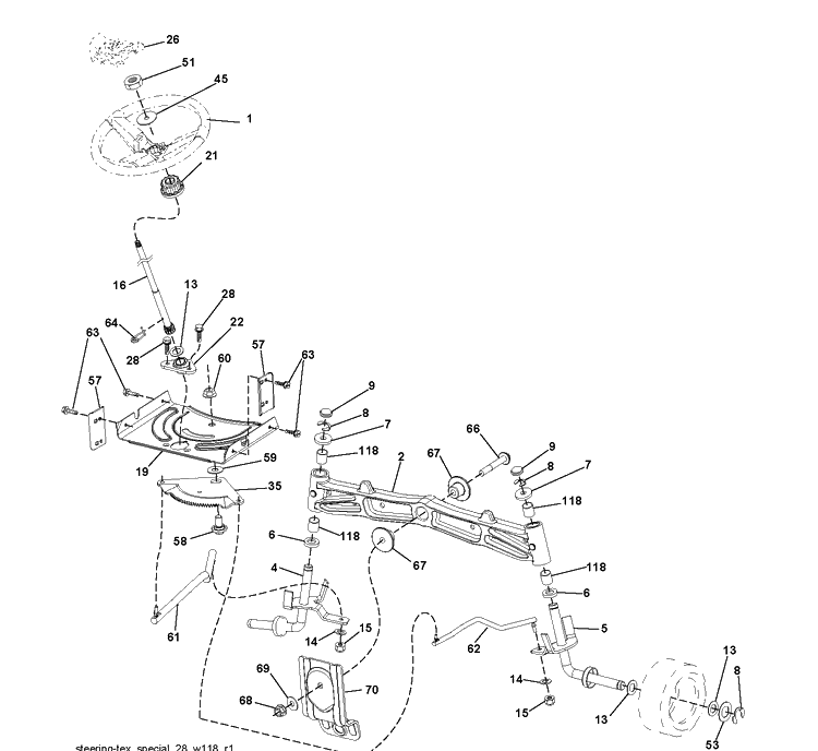 Steering Diagram and Parts List for YTH2042TD (96041005403)(2010-03) Husqvarna Lawn Tractor