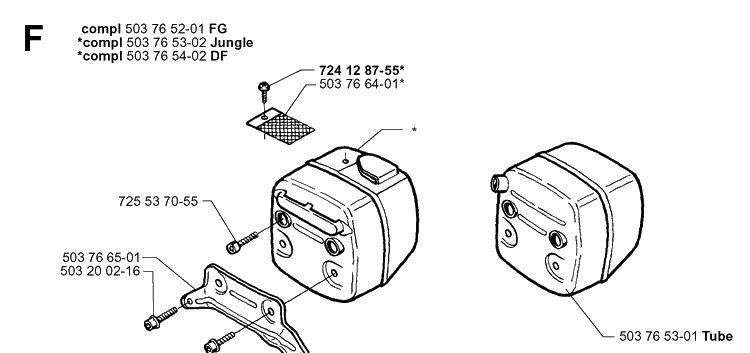 Muffler Diagram and Parts List for 365 19991400001-19994699999 Husqvarna Chainsaw