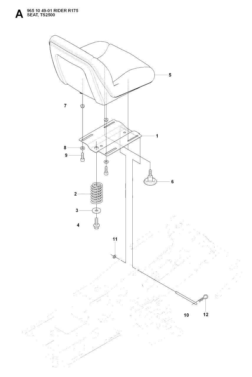 Seat Diagram and Parts List for R175 (965104901)(2007-01) Husqvarna Lawn Tractor