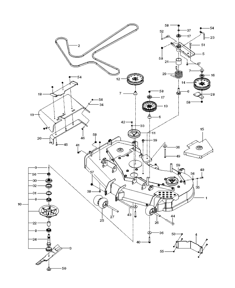 Mower Deck / Cutting Deck Diagram and Parts List for 966555301 2013-08 Husqvarna Lawn Mower