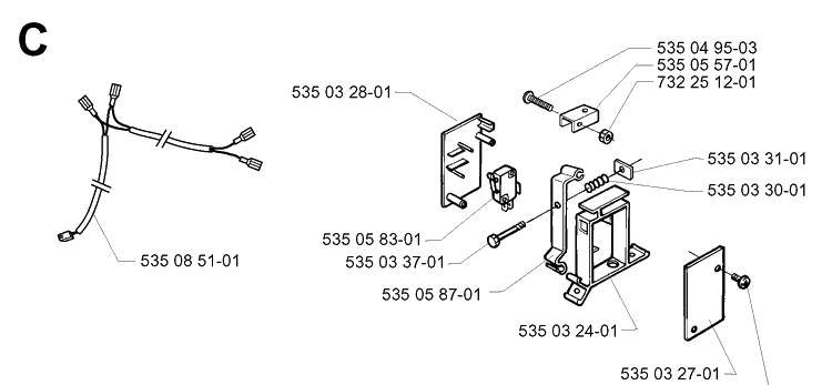 Collision Tower 3 Diagram and Parts List for G1 1998-2003 Husqvarna Lawn Mower
