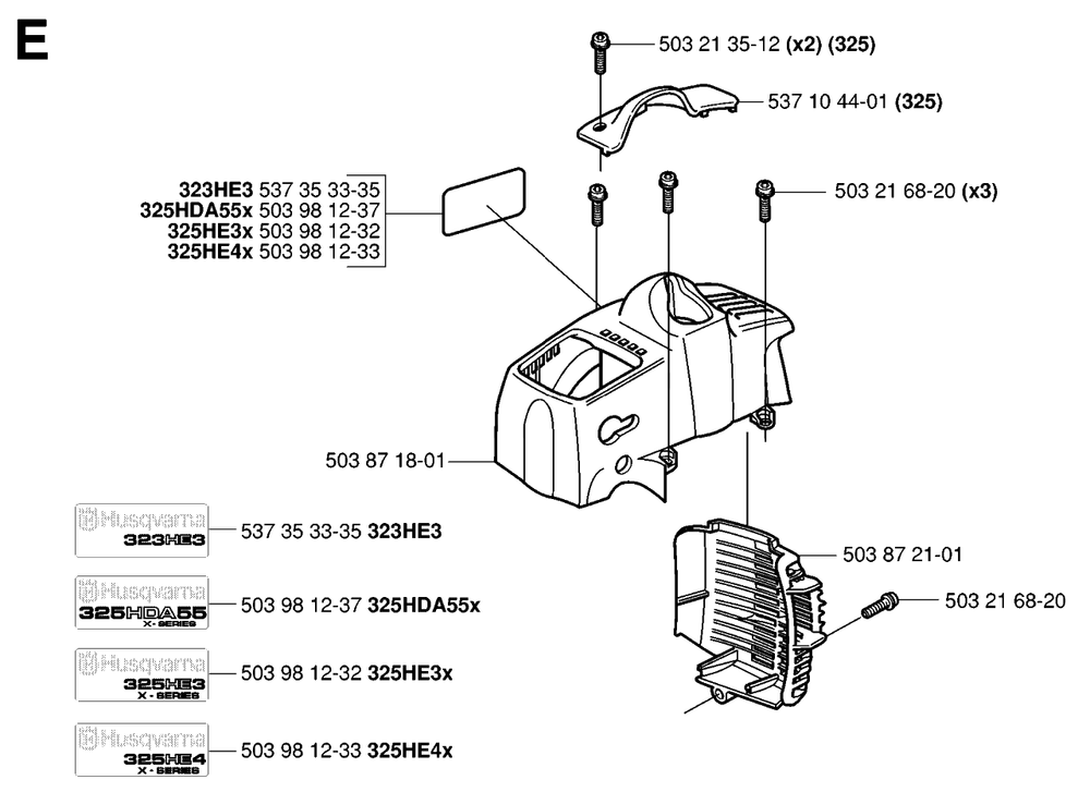 Cover Diagram and Parts List for HA110 20050600001 - 20054000000 Husqvarna Trimmer