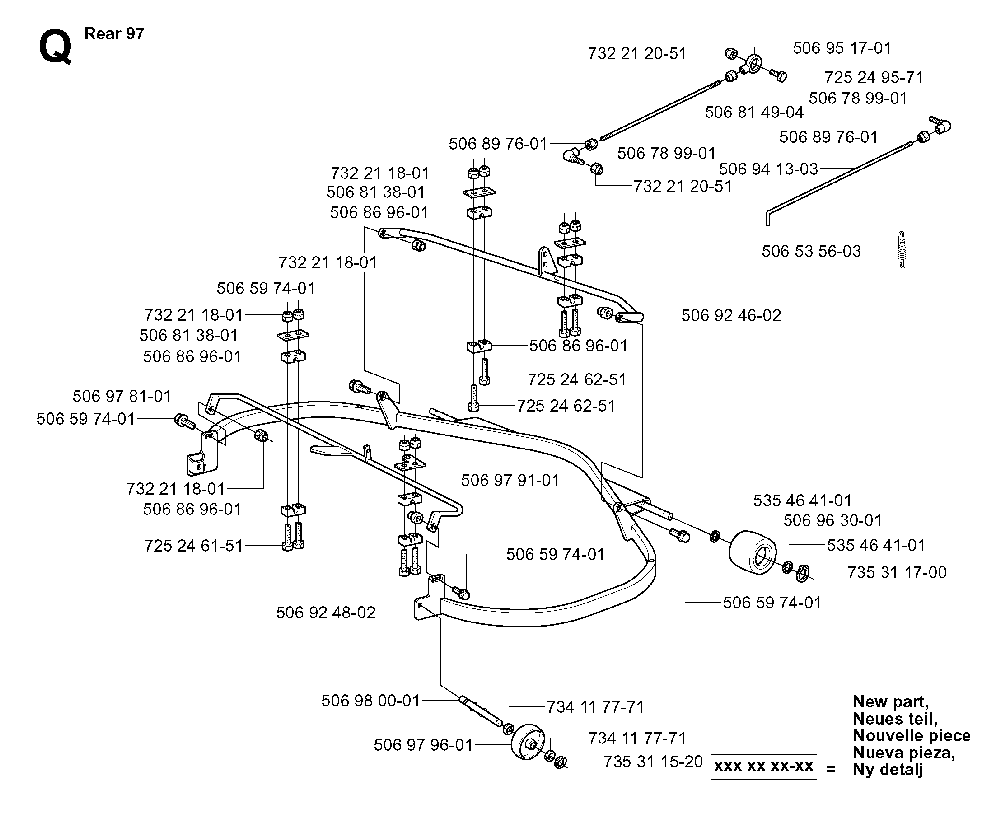Protection Frame Diagram and Parts List for RIDER13RSPECIAL (953533001)(2003-09) Husqvarna Lawn Tractor
