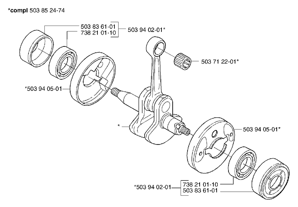 Crankshaft Diagram and Parts List for 326P5X 2002-05 Husqvarna Pole Saw