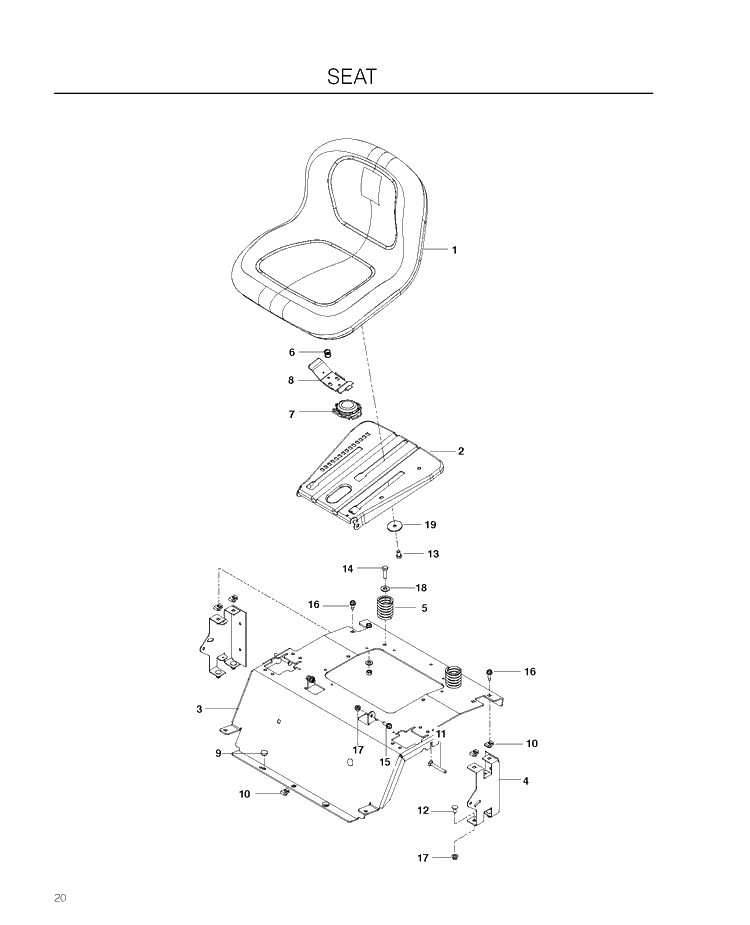 Seat Diagram and Parts List for RZ4623 (967009801)(2012-01) Husqvarna Lawn Mower