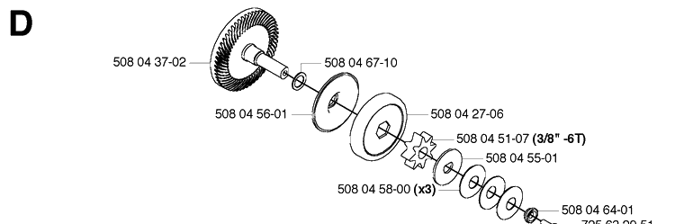 Clutch Diagram and Parts List for 316 20033100001-Current Husqvarna Chainsaw