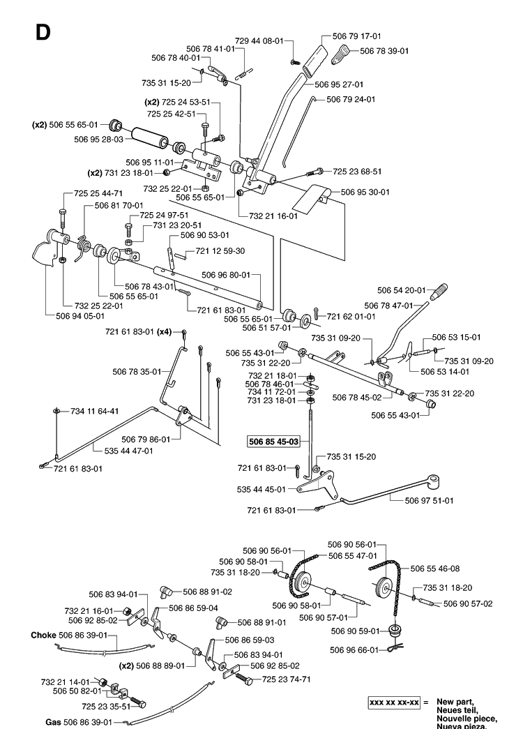 Controls Diagram and Parts List for PR18AWD (965095001)(2007-03) Husqvarna Lawn Mower