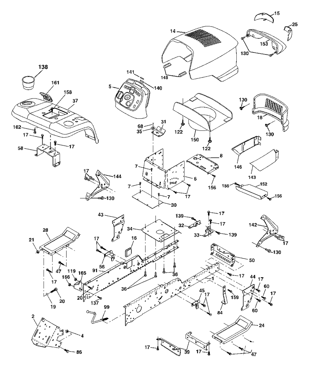 Chassis And Enclosures Diagram and Parts List for GTH2350 (954568540-A)(2002-07) Husqvarna Lawn Tractor