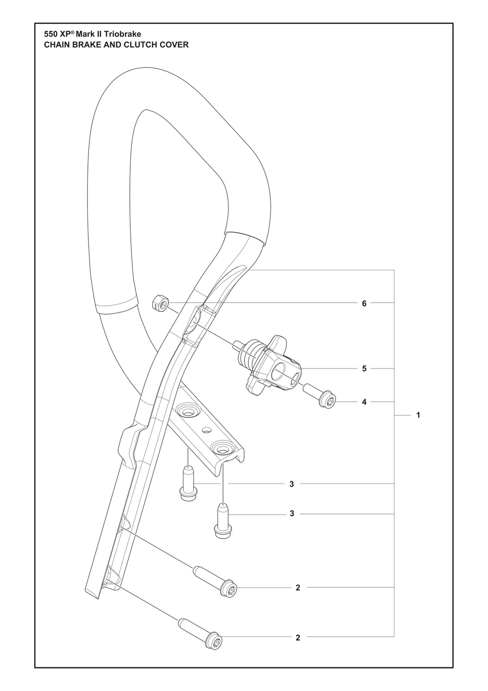 Handle Diagram and Parts List for 550XPMARKIITRIOBRAKE  Husqvarna Chainsaw