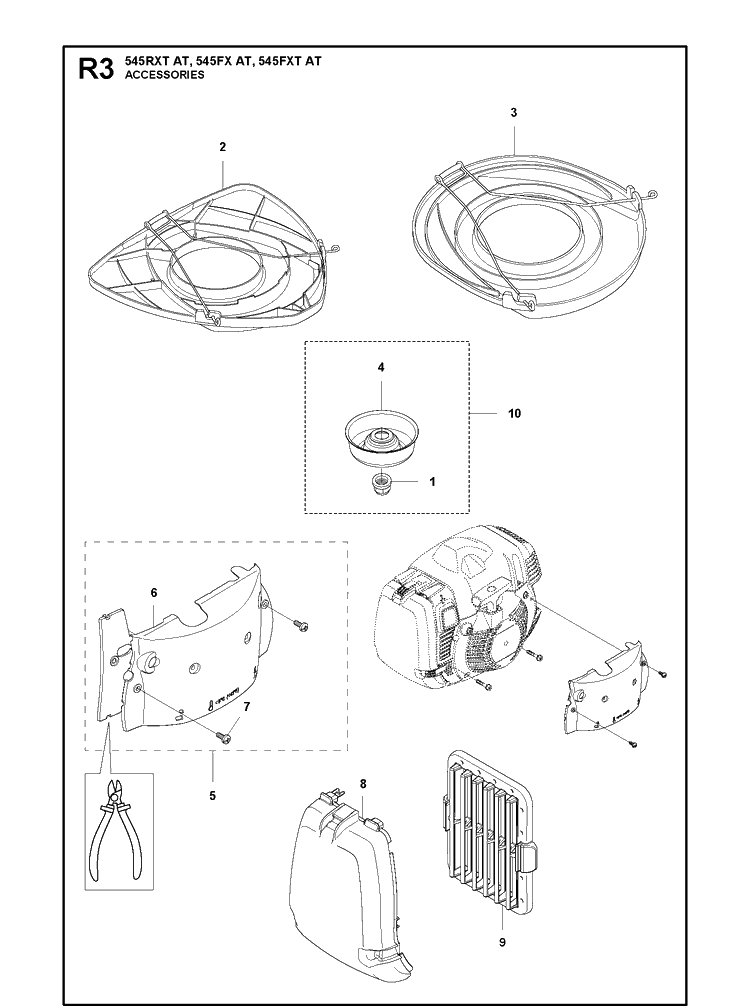 Accessories 3 Diagram and Parts List for 545FXAT  Husqvarna Brush Cutter