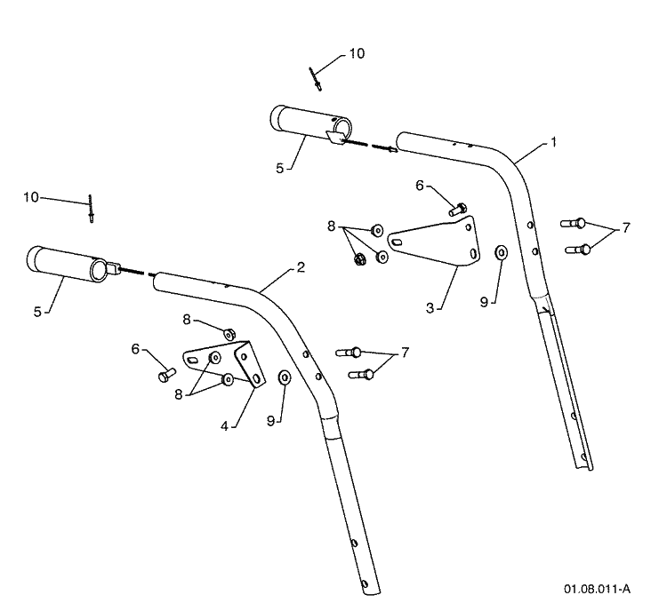 Handles 5 Diagram and Parts List for 14527SBLS (961930049)(2009-07) Husqvarna Snow Blower
