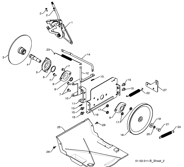 Drive 3 Diagram and Parts List for 1830SB (96193005700)(2010-04) Husqvarna Snow Blower