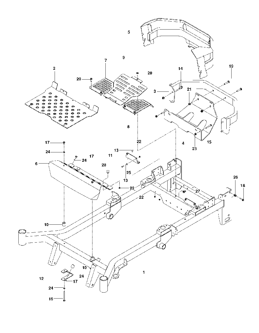 Frame Diagram and Parts List for P-ZT4822CA (966663801)(2011-11) Husqvarna Lawn Tractor