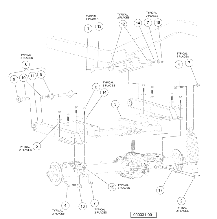 Rear Suspension (High-Capacity Option) Diagram and Parts List for HUV4420G 2006-11 Husqvarna Lawn Tractor
