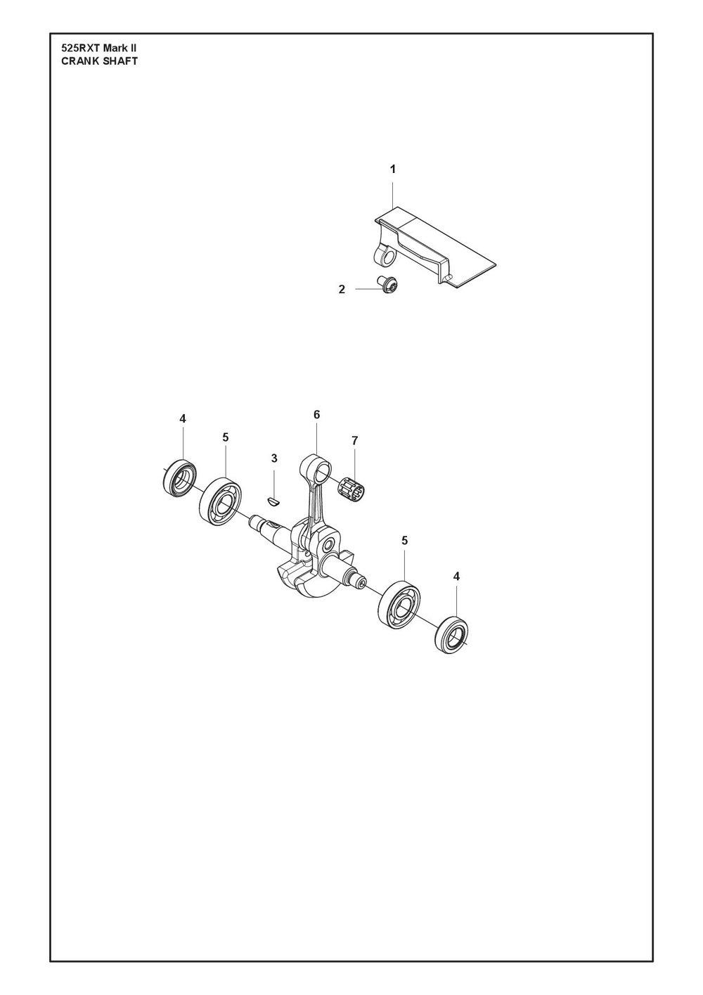 Crankshaft Diagram and Parts List for 525RXTMARKII  Husqvarna Brush Cutter
