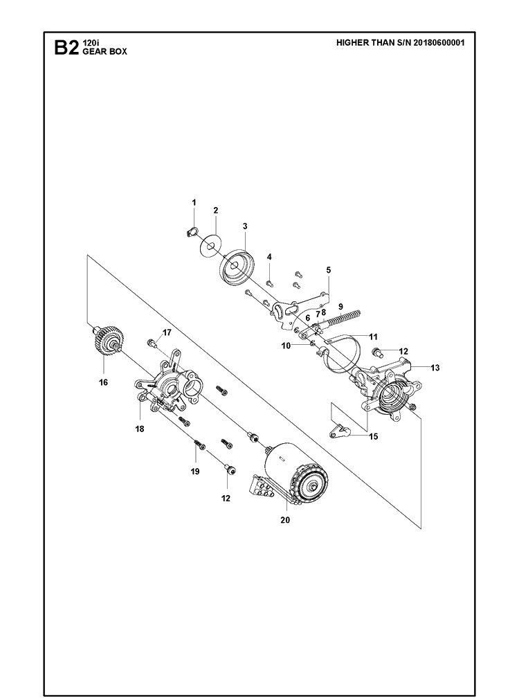 Gear Box Diagram and Parts List for 120I (967098201)(2018-06) Husqvarna Chainsaw