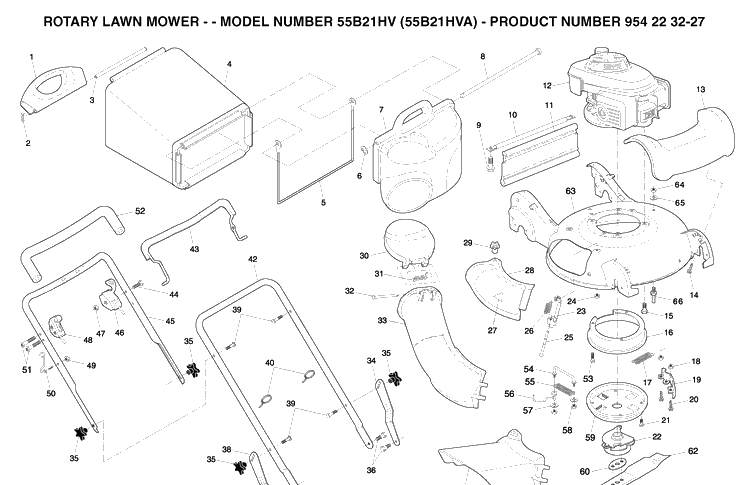 Repair Parts 4 Diagram and Parts List for 55B21HV (954223227)(2004-03) Husqvarna Lawn Mower