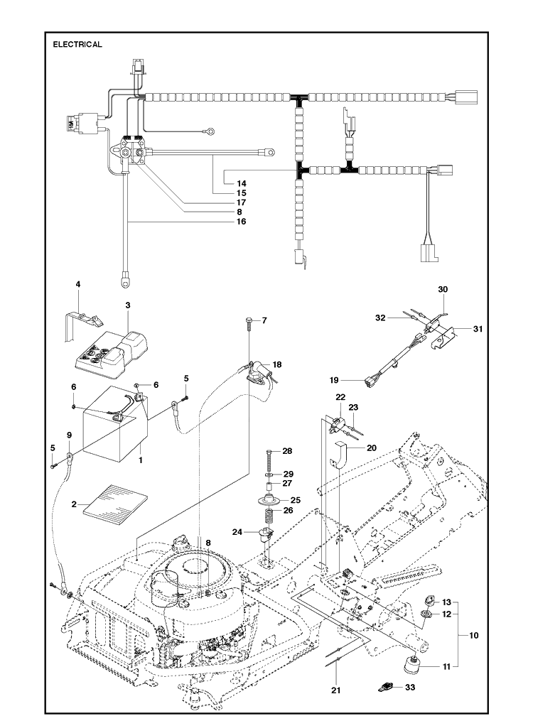 Electrical Diagram and Parts List for R216 AWD Husqvarna Lawn Mower