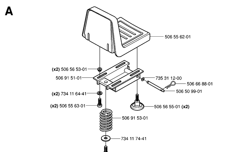 Seat Diagram and Parts List for RIDER16 (953521401)(2006-01) Husqvarna Lawn Mower