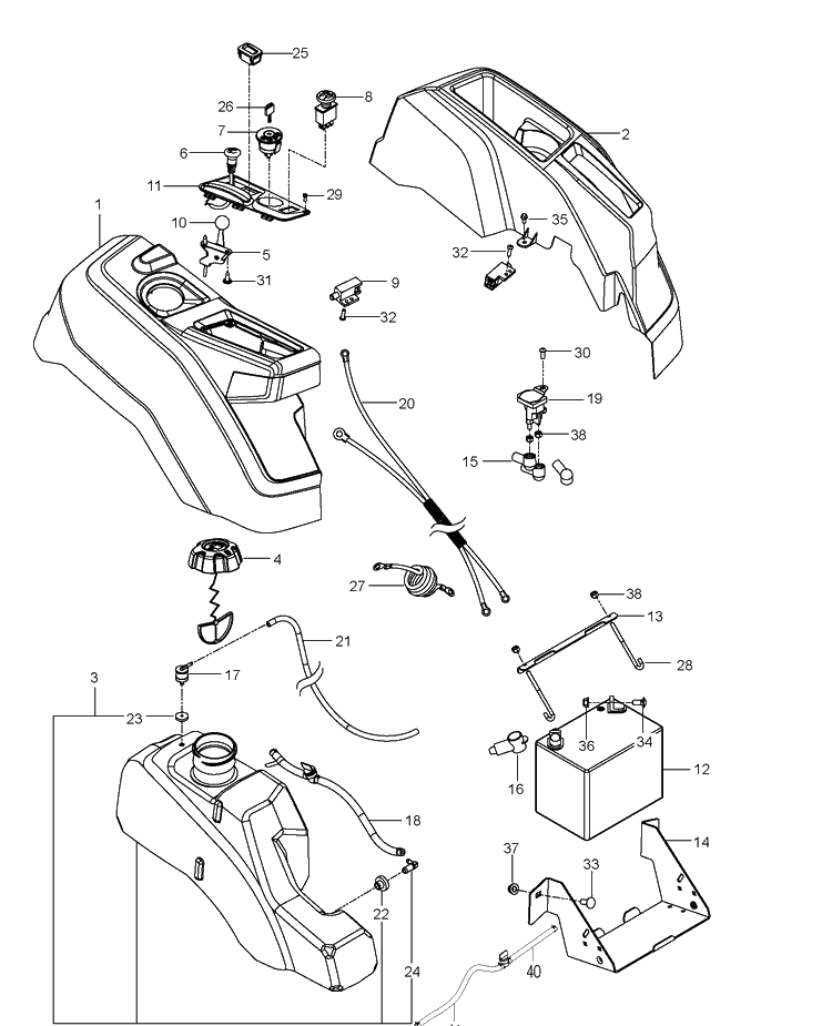 Ignition System Diagram and Parts List for Z248F  Husqvarna Lawn Mower
