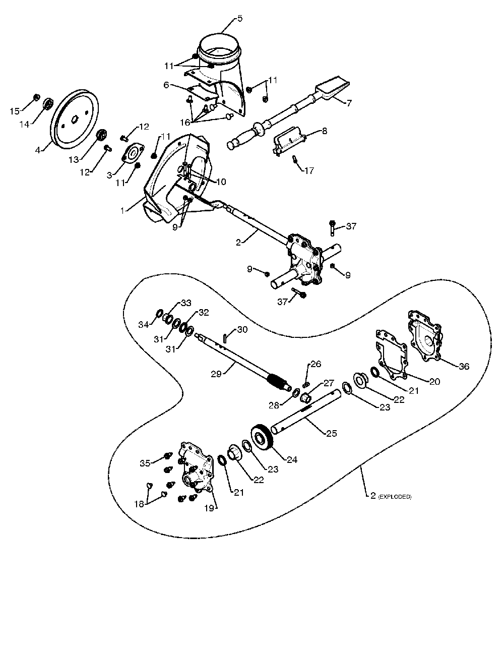 Auger Housing And Impeller Diagram and Parts List for 1830SB96193006501 2010-08 Husqvarna Snow Blower