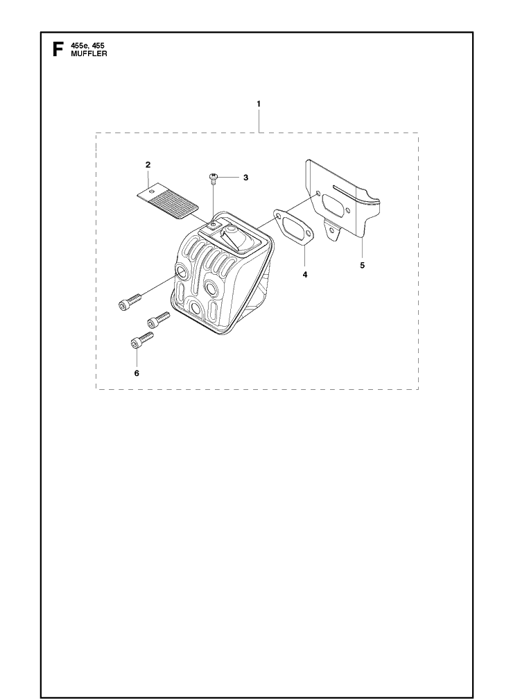Muffler Diagram and Parts List for 455 RANCHER Husqvarna Chainsaw
