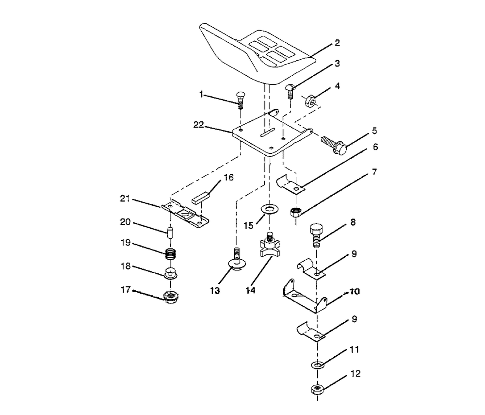 Seat Diagram and Parts List for LT92012 (954000251-A)(1993-01) Husqvarna Lawn Tractor