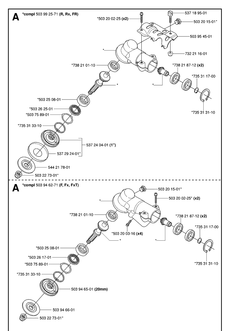 Bevel Gear Diagram and Parts List for 343R 20064000001-20103600000 Husqvarna Brush Cutter