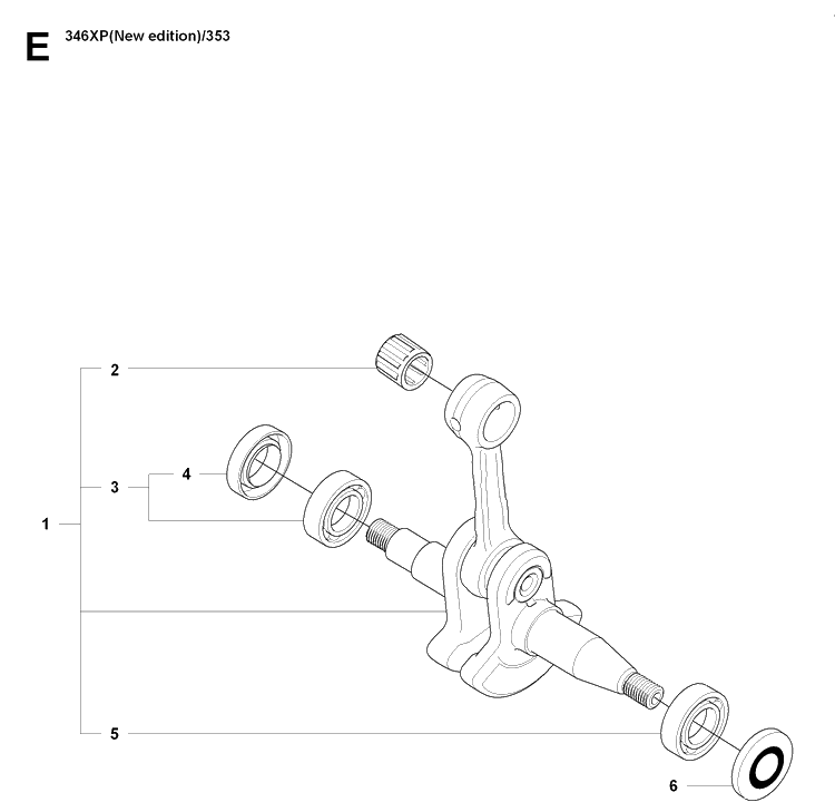Crankshaft Diagram and Parts List for 353 20071300001-20090400000 Husqvarna Chainsaw