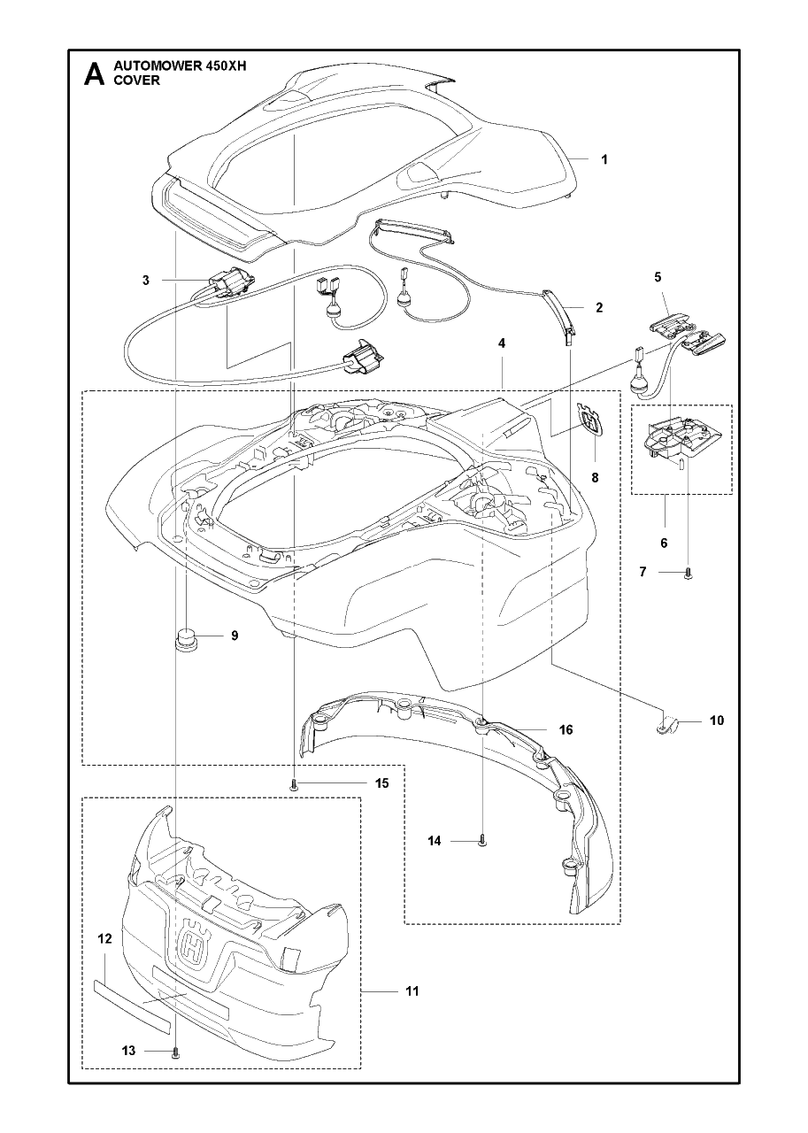 Cover Diagram and Parts List for 450XH 2020 Husqvarna Lawn Mower