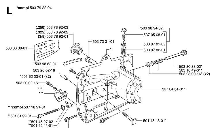 Crankcase Diagram and Parts List for 339XP 20063600001-20100600000 Husqvarna Chainsaw
